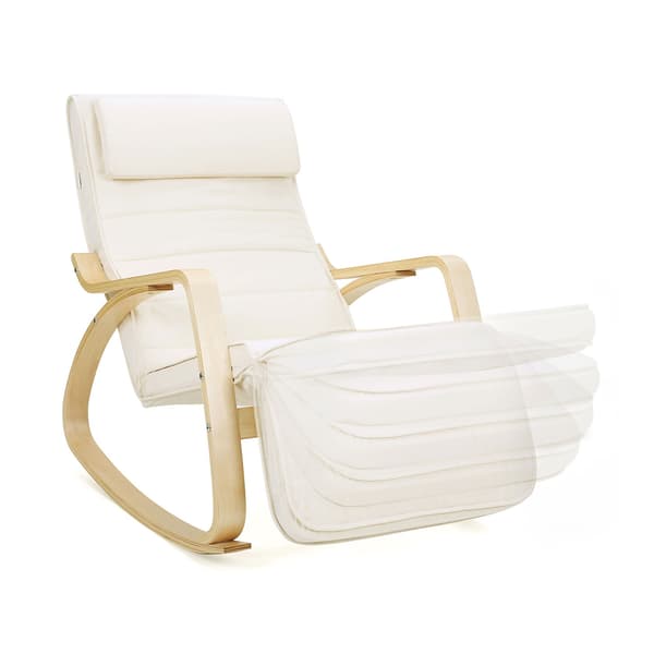 Ergonominen keinutuoli säädettävällä jalkatuella – beige, 150 kg kantavuus