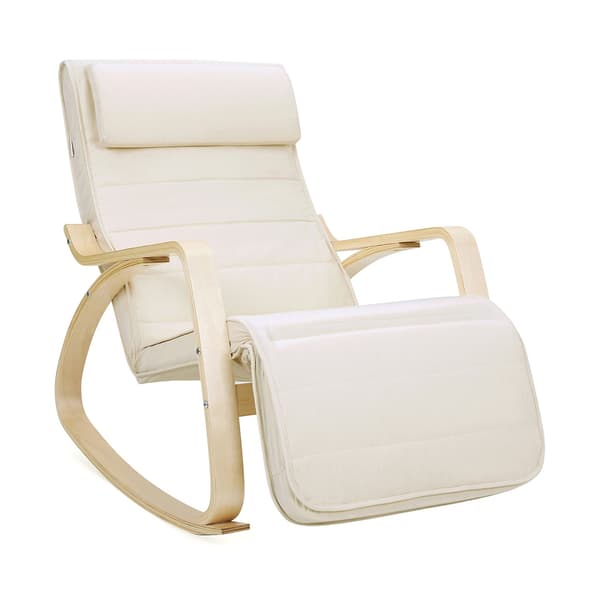 Ergonominen keinutuoli säädettävällä jalkatuella – beige, 150 kg kantavuus