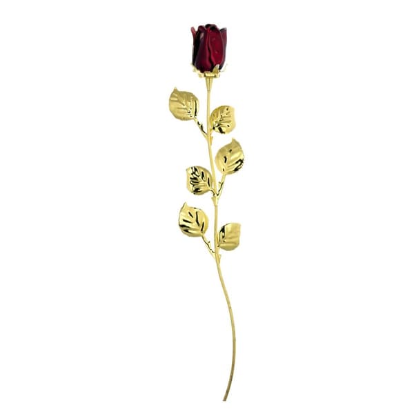Stor guld bourgogne ros evig blomma gravyr | Storlek: 30cm | SKU: BG1765RR
