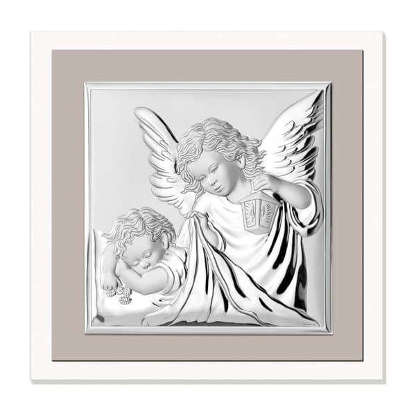 Guardian angelkuva hopea moderni sängyn yläpuolella | Koko: 17x17cm | Tuotekoodi: VL81493/1L