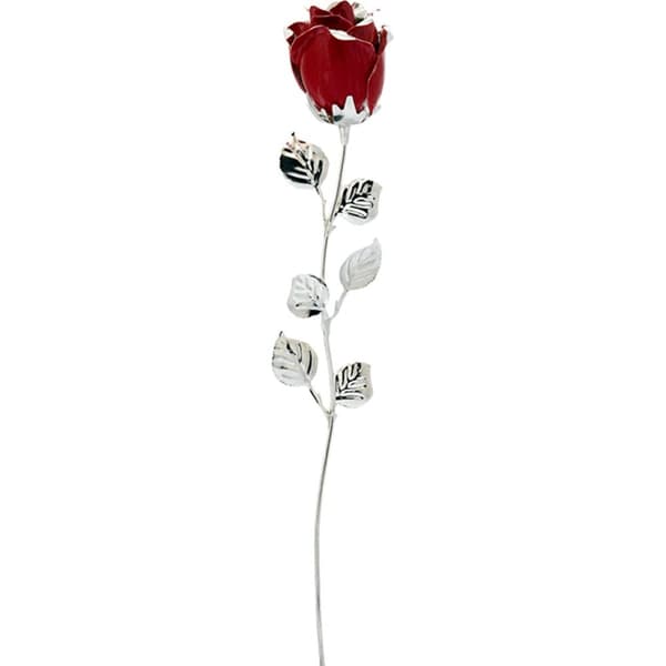 Stor silverpläterad röd ros gravyr för evig blomma | Storlek: 33cm | SKU: BG2058R