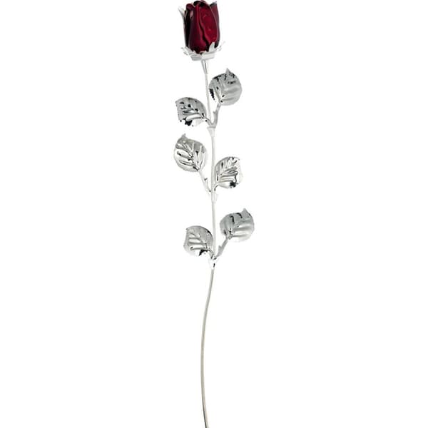 Stor silverpläterad vinröd ros gravyr för evig blomma | Storlek: 30cm | SKU: BG1765S