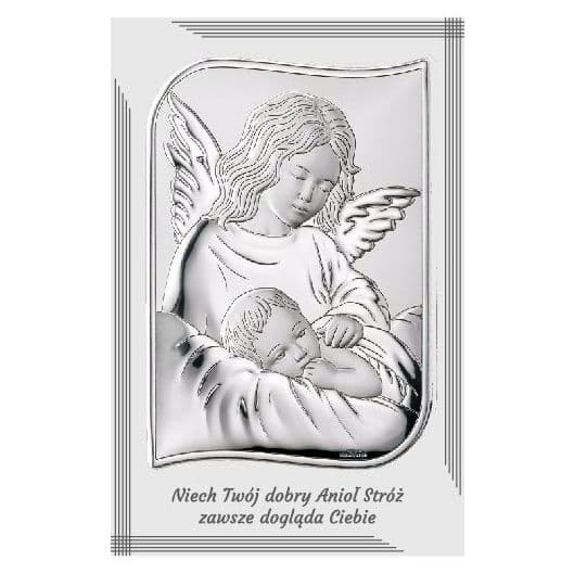 Guardian angelbillede sølv moderne over sengen 11,5x17,5 | Størrelse: 11,5x17,5cm | SKU: VL81290/4LPL