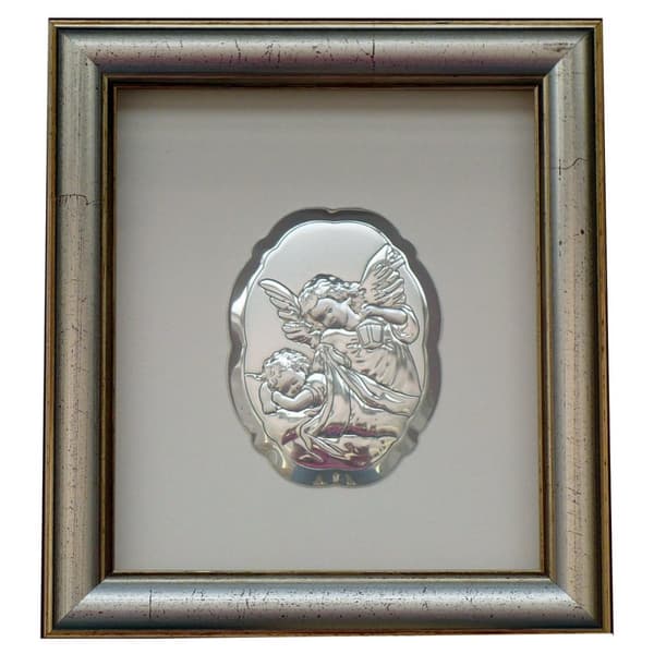 Bild på en skyddsängel med en lykta i en ram bakom glas | Mått: 15x17cm | SKU: BC6298/2G