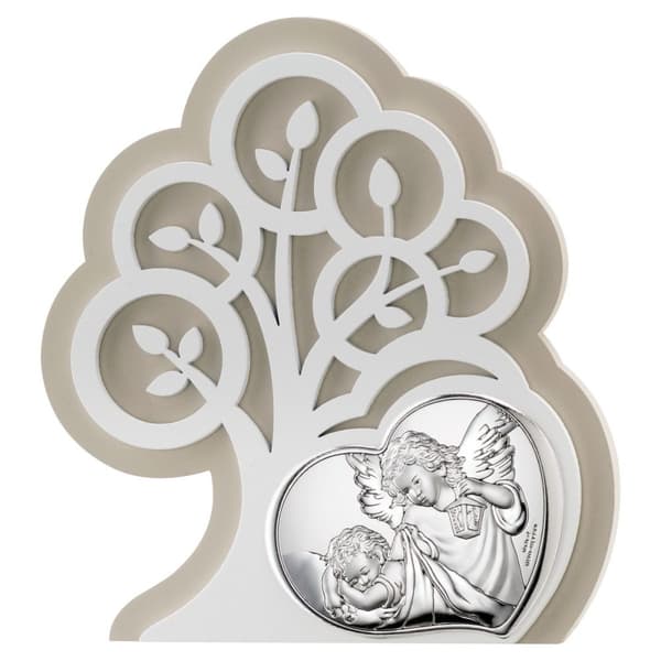 Guardian angelbillede sølv moderne over sengen Livets træ | Størrelse: 14x15,5cm | SKU: VL81405/1L