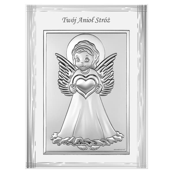 Skytsengel billede til dåb sølv dåbs souvenir 9x12 cm | Størrelse: 9x12cm | SKU: BC6670F/2