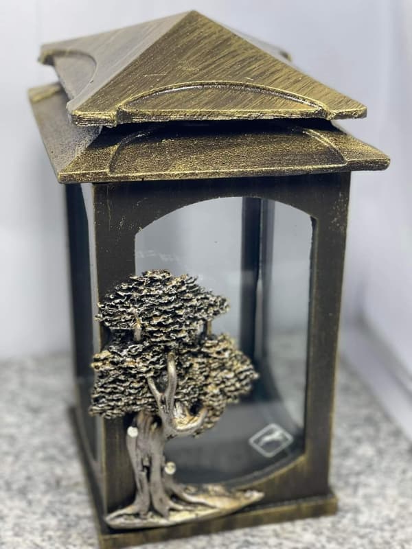 LANTERN L3 / MIX / RESIN / slät / guldsmetad trädapplikation / 2 VAROR /bit