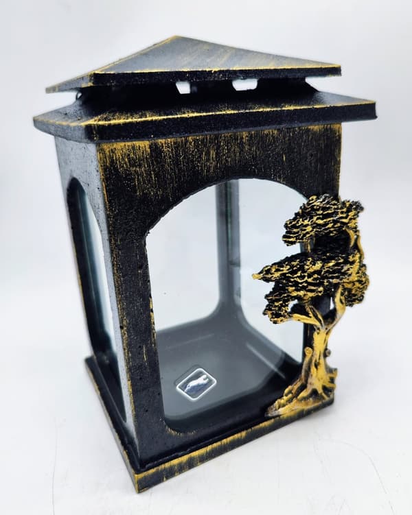 LANTERN L3 / MIX / RESIN / slät / guldsmetad trädapplikation / 2 VAROR /bit