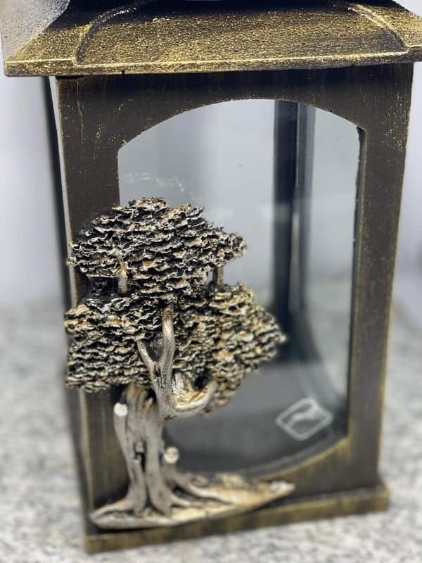 LANTERN L3 / MIX / RESIN / slät / guldsmetad trädapplikation / 2 VAROR /bit