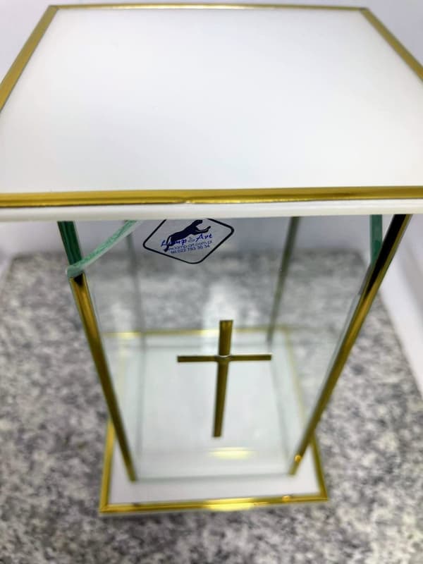 HELT GLAS SLUTAT GLAS VIT-GULD STOR / 1 STK