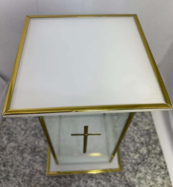 HELT GLAS SLUTAT GLAS VIT-GULD STOR / 1 STK