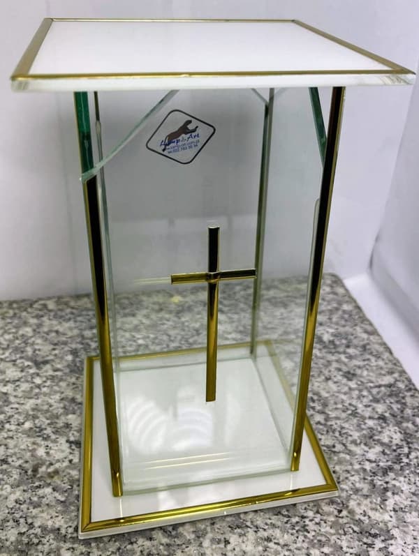 HELT GLAS SLUTAT GLAS VIT-GULD STOR / 1 STK