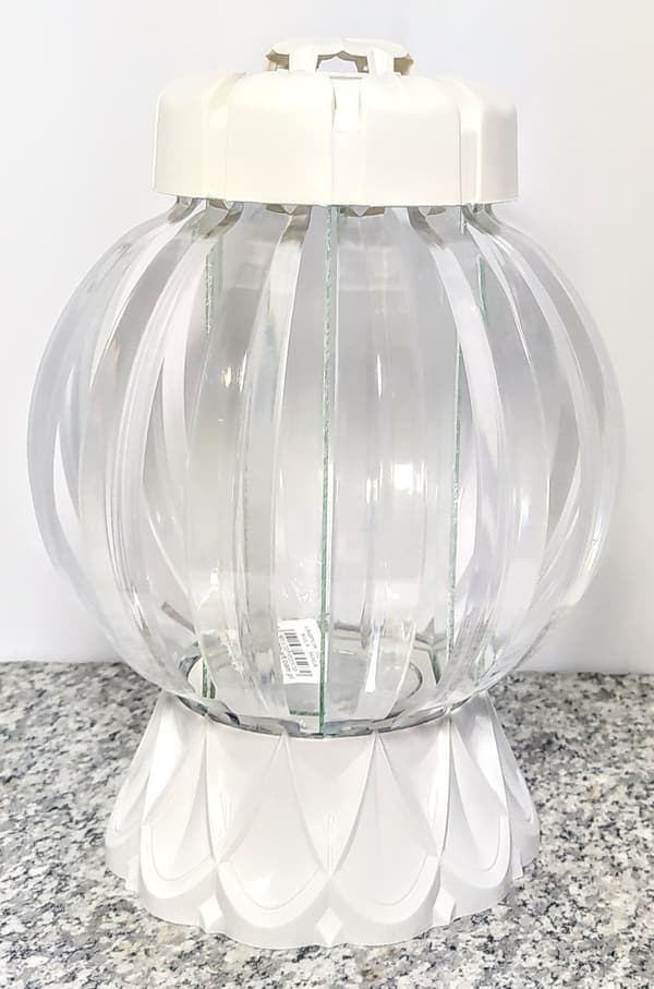 GLAMOUR BALL LANTERNE - STOR / TRANSPARENT - HVID BASE / 1 STK