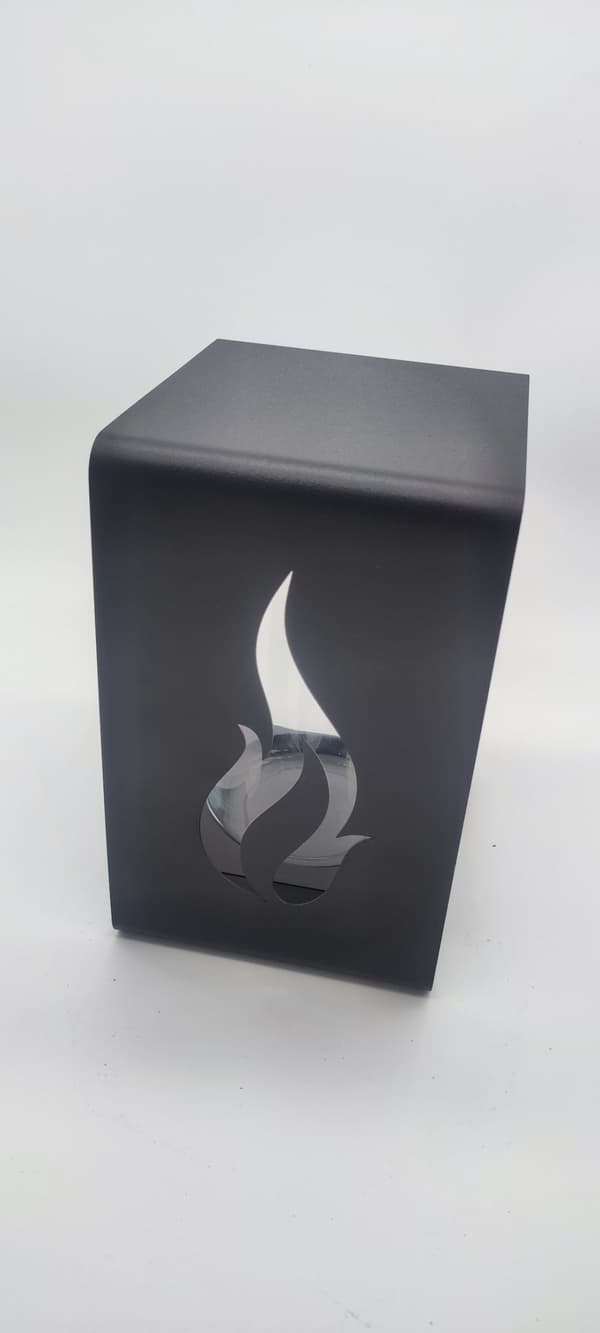 LYKTA METALL GLAS / LÅGA / 1 STK / SVART
