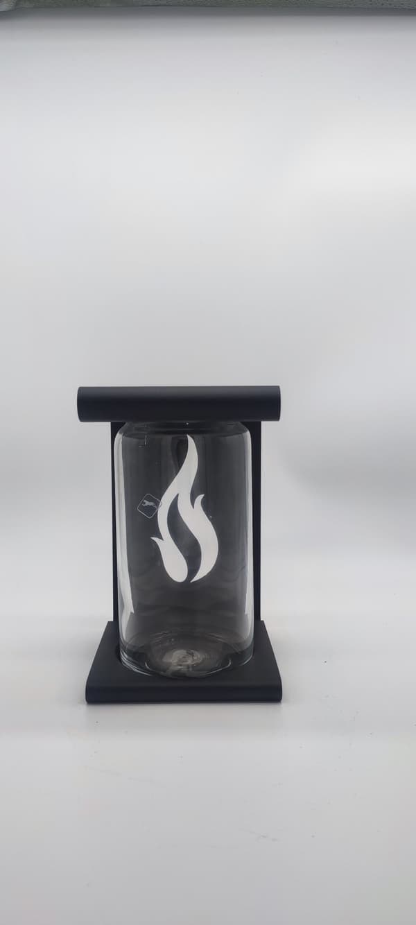 LYKTA METALL GLAS / LÅGA / 1 STK / SVART