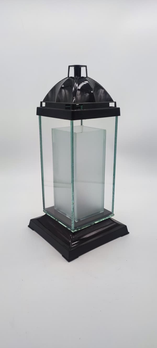 GLAS SØJLE TÅRN - 2 REKTANGLER/ SORT / 1 STK