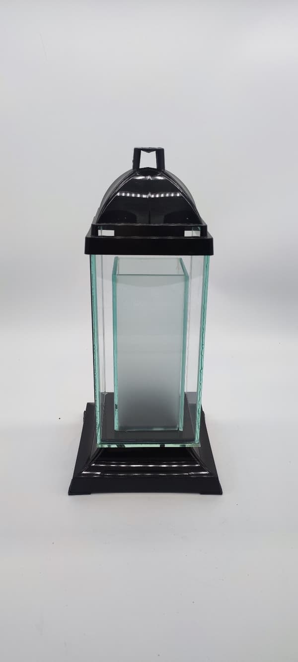 GLAS SØJLE TÅRN - 2 REKTANGLER/ SORT / 1 STK