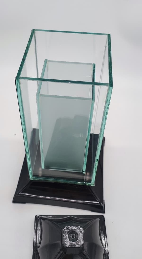 GLAS SØJLE TÅRN - 2 REKTANGLER/ SORT / 1 STK