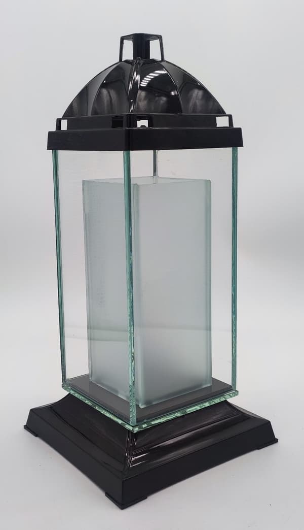 GLAS SØJLE TÅRN - 2 REKTANGLER/ SORT / 1 STK