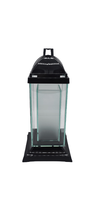 GLAS SØJLE TÅRN - 2 REKTANGLER/ SORT / 1 STK