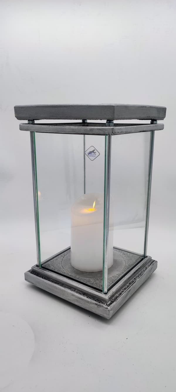 SQUARE MAX RESIN - ANTIK / SYNTETISK STEN / SILVER / 1 STK