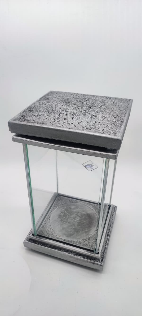 SQUARE MAX RESIN - ANTIK / SYNTETISK STEN / SILVER / 1 STK