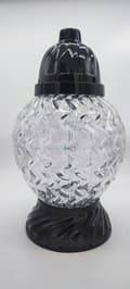 Miniatyrbillede 5 af 6: GLAMOUR BALL LANTERNE -STOR BØLGE/HVID-SORT BASE/ 1 STK