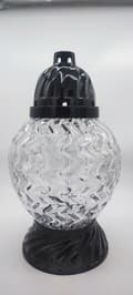 Miniatyrbillede 2 af 6: GLAMOUR BALL LANTERNE -STOR BØLGE/HVID-SORT BASE/ 1 STK