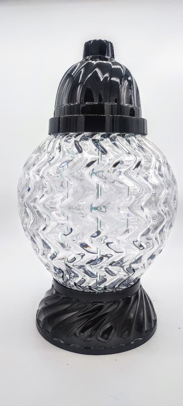 GLAMOUR BALL LANTERNE -STOR BØLGE/HVID-SORT BASE/ 1 STK