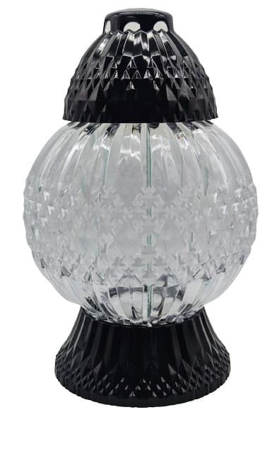 GLAMOUR BALL LYKTA -STOR-KRISTALL/TRANSPARENT-SVART BAS/1 STK
