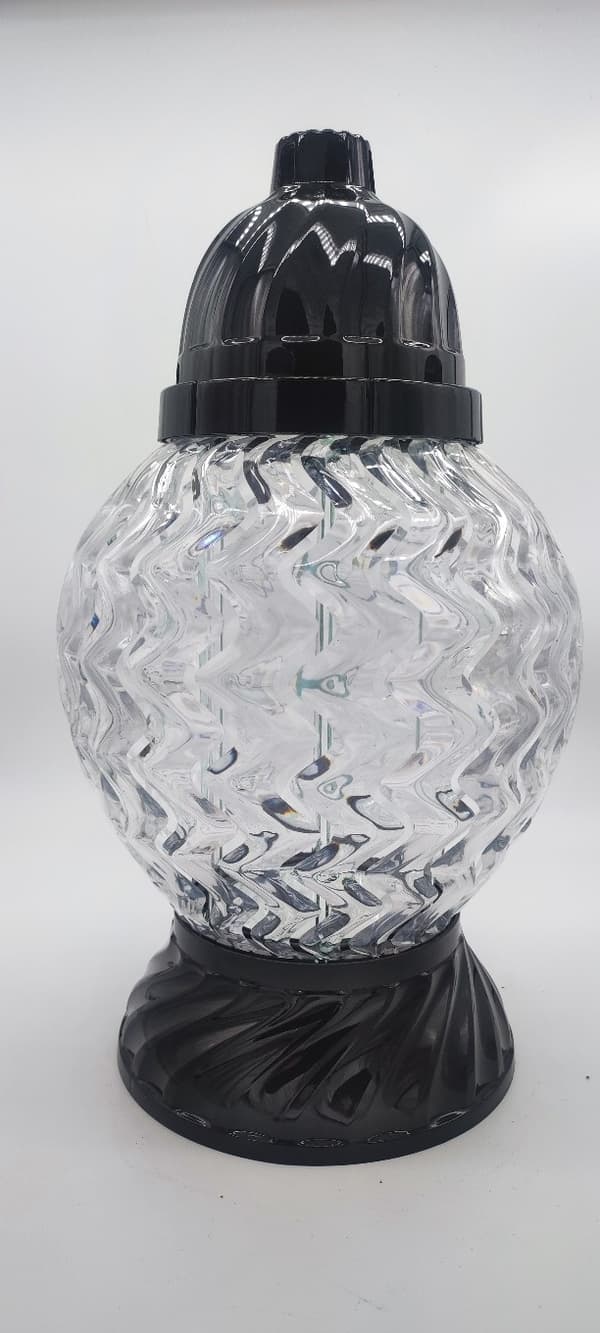 GLAMOUR BALL LANTERNE - SMALL WAVE / HVID - SORT BASE / 1 STK
