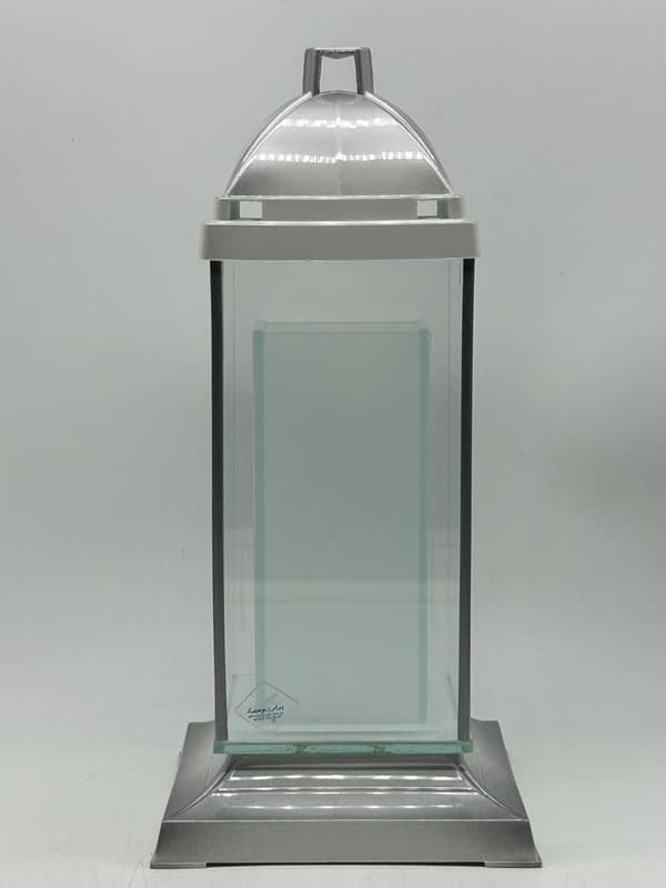GLAS SØJLE TÅRN - 2 REKTANGLER / HVID-SØLV / 1 STK