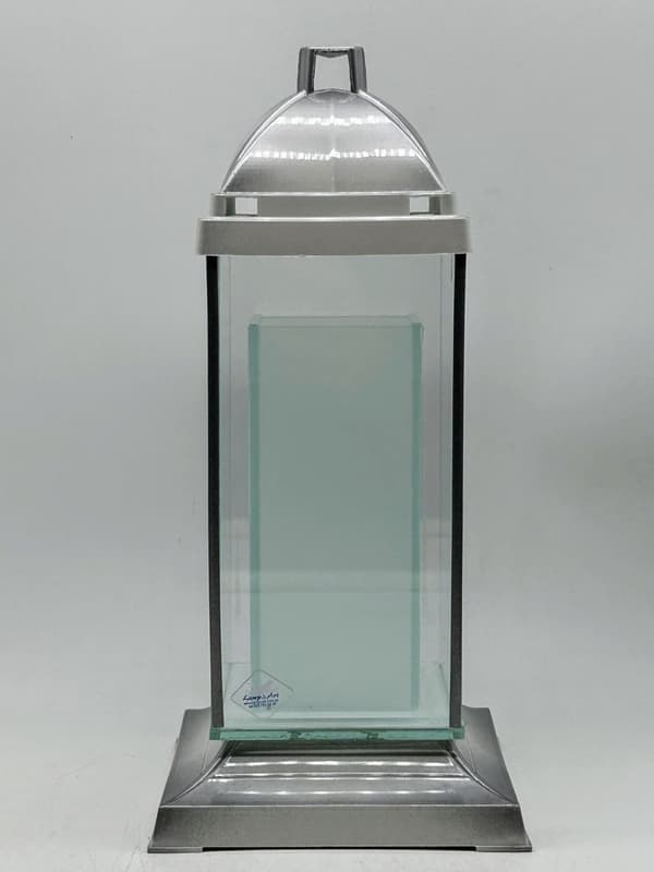 GLAS SØJLE TÅRN - 2 REKTANGLER / HVID-SØLV / 1 STK