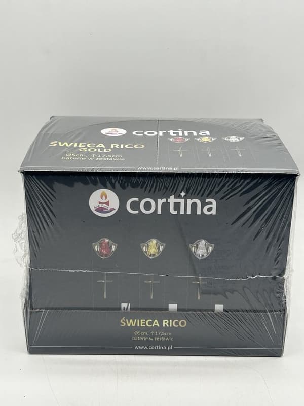 KYNTTILA KULLA/HOPEA MUSTA RICO CORTINA 5X17 CM 3/23/LUX MUSTA/KULLA/PUNAINEN