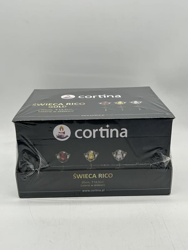 KYNTTILA KULLA/HOPEA MUSTA RICO CORTINA 5X17 CM 3/23/LUX MUSTA/KULLA/PUNAINEN