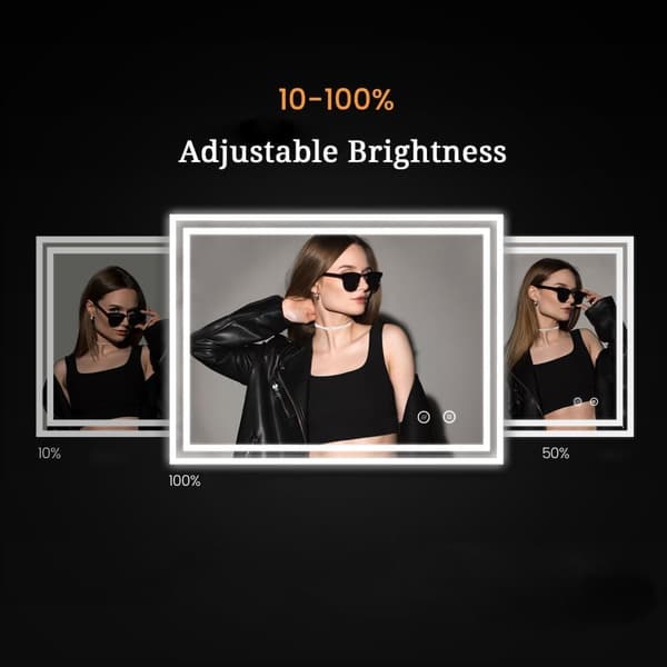 EMKE LED Badrumsspegel, 90x70 cm, Belysning 6500K, Touchbrytare, Dimmbar, Immafri, Minnesfunktion, Horisontell/Vertikal, IP44