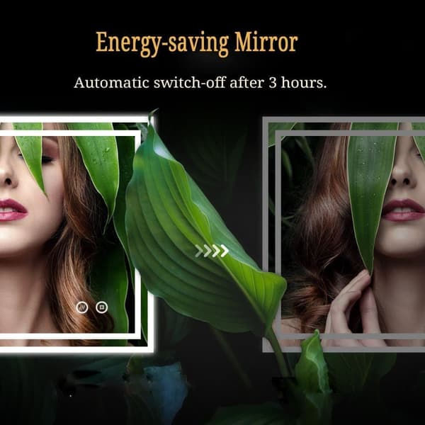EMKE LED Badrumsspegel, 90x70 cm, Belysning 6500K, Touchbrytare, Dimmbar, Immafri, Minnesfunktion, Horisontell/Vertikal, IP44