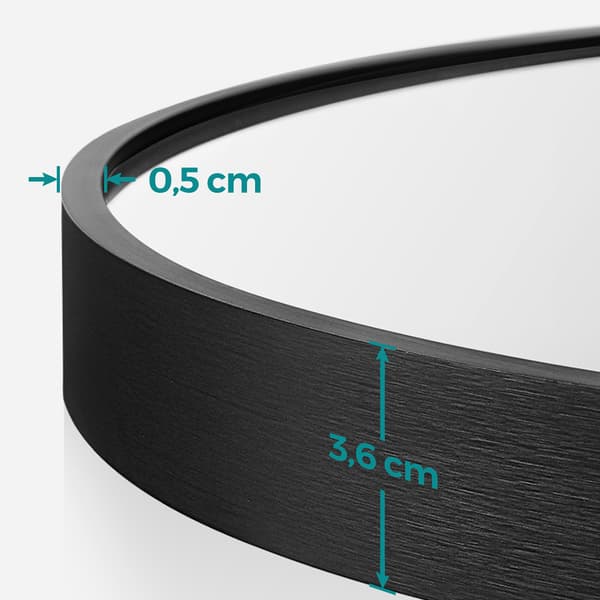 Pyöreä seinäpeili Ø 61 cm, jossa svart metallikehys