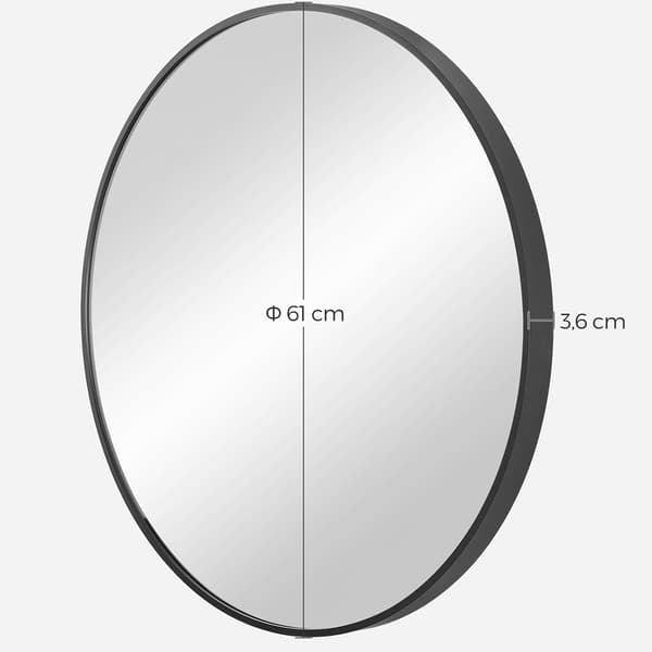 Pyöreä seinäpeili Ø 61 cm, jossa svart metallikehys
