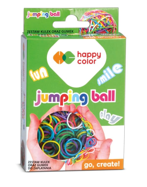 Hoppboll Happy Color boll och gummiband set