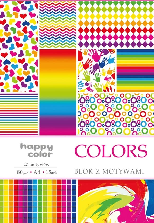 Happy Color A4 80g 15 ark pad med Colors motiver