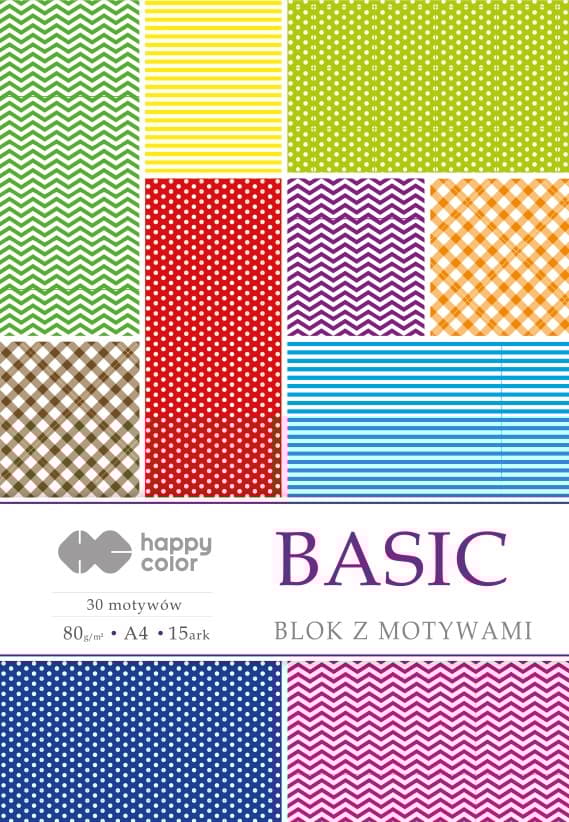 Happy Color A4 80g 15 arks block med Basic motiv