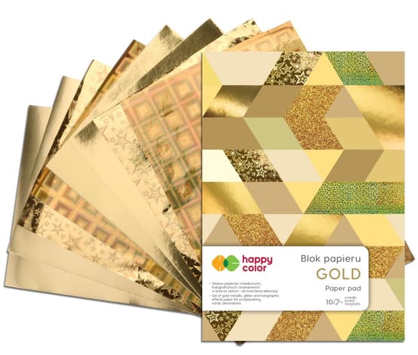 Happy Color A5 block 10 ark GULD nr. 0378