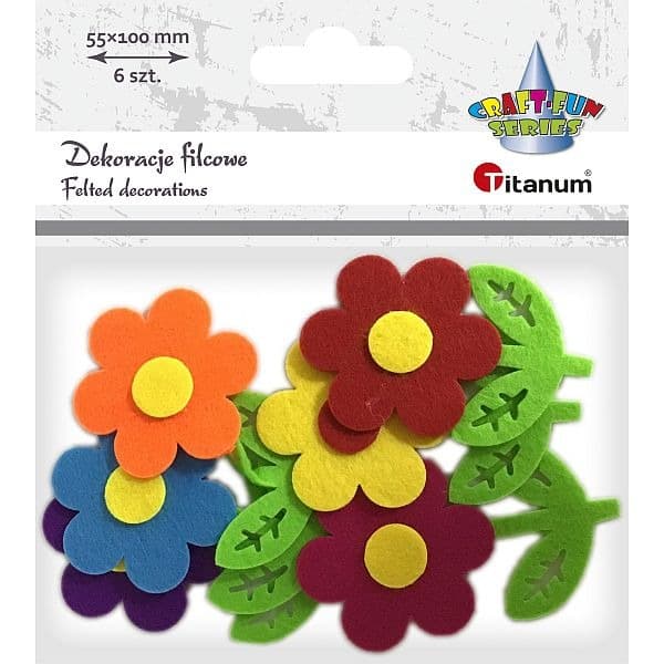 Filtdekorationer 3D Blommor 6 st Titan