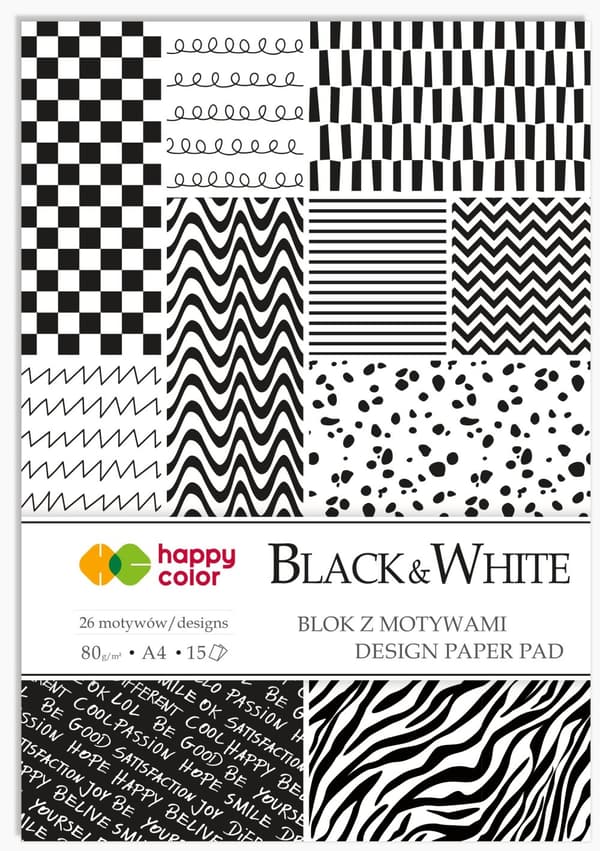 Happy Color A4 15 arkin mustavalkoinen kuvioalusta