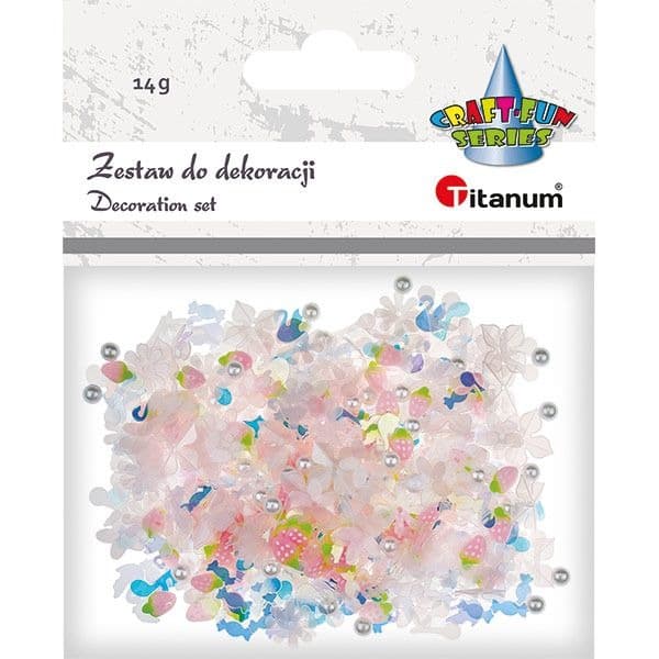 Pailletter blomsterkonfetti dekorationssæt 14g pink Titanum