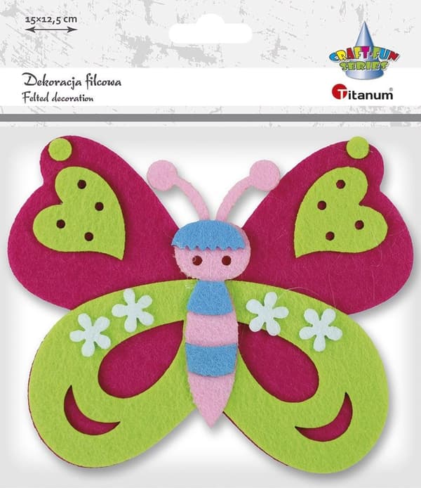 Huopakoristeet Butterfly 3D pinkki Titanum