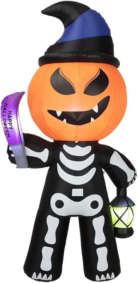 Halloween oppustelig LED græskar spøgelse skelet dekoration