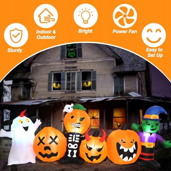 Halloween oppustelig udendørs dekoration Græskar Ghost LED XXL LARGE