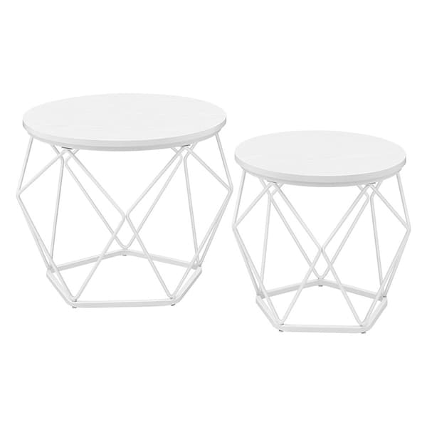 Soffbord med avtagbar skiva 2-pack - Vit